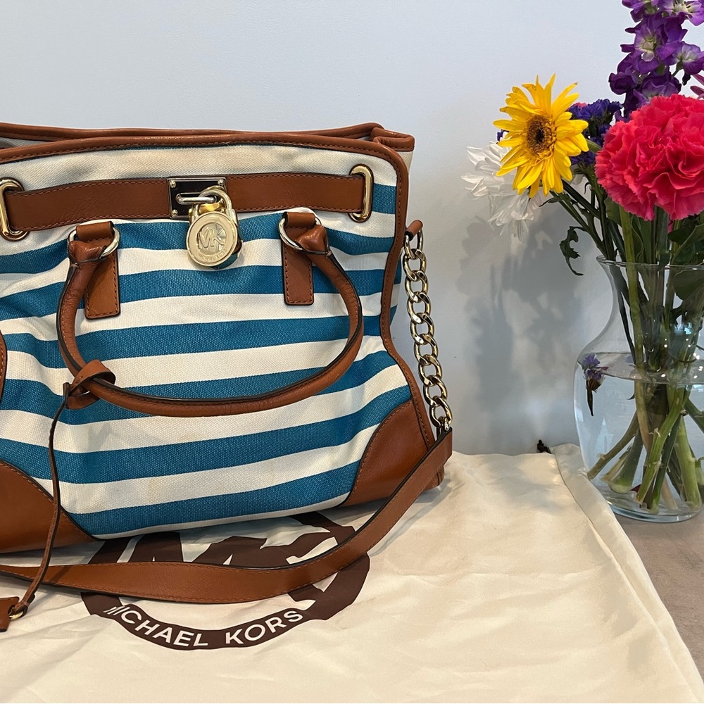 Striped Canvas Michael Kors Tote